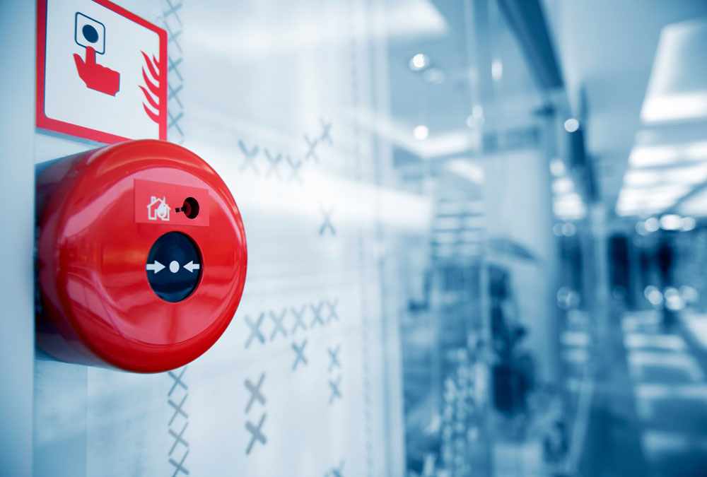 fire,alarm,on,the,wall,of,shopping,center.